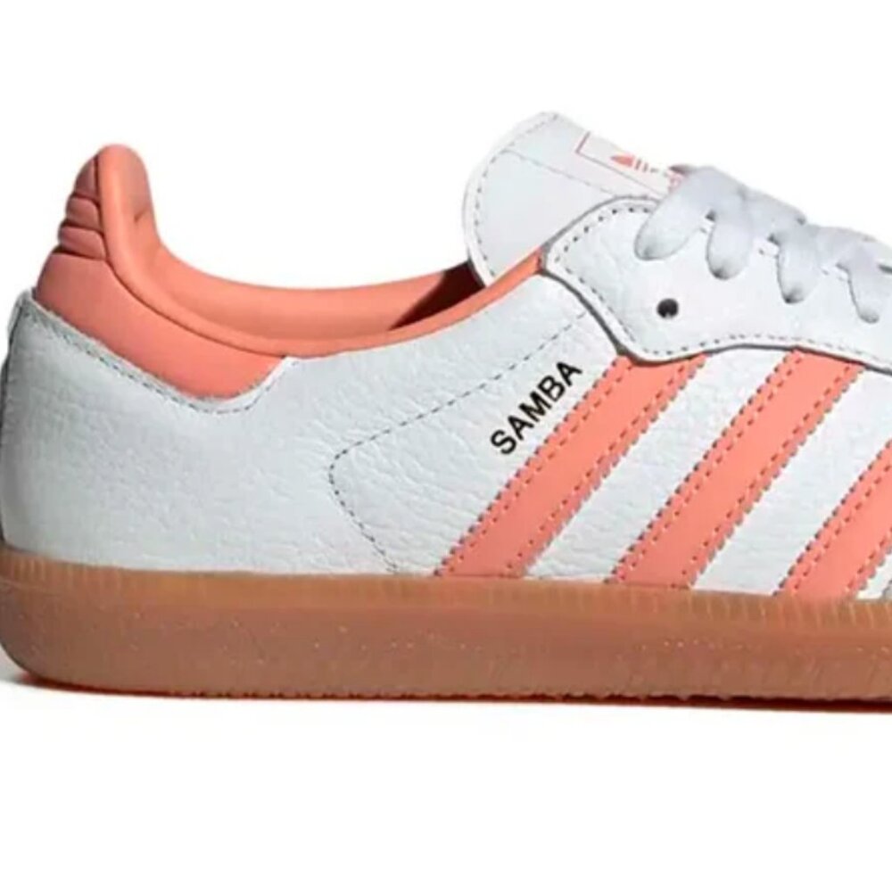 adidas Samba White and Pink Athletic Shoes